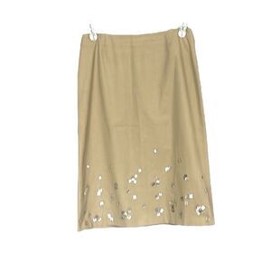 J. Crew | Vintage Women’s Long Tan A Line Skirt with Button Accents Size 10
